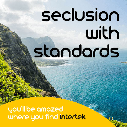 The view of the ocean from atop a grassy hillside